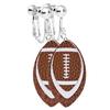 Clip on Earrings Non Pierced for Women Game Days Sports Fans Dangle Fun Colorful Layered Football Glitter Faux Leather Teardrop Dangling Trendy Jewelry, Brown view 1
