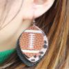 Clip on Earrings Non Pierced for Women Game Days Sports Fans Dangle Fun Colorful Layered Football Glitter Faux Leather Teardrop Dangling Trendy Jewelry, Brown view 2