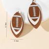 Clip on Earrings Non Pierced for Women Game Days Sports Fans Dangle Fun Colorful Layered Football Glitter Faux Leather Teardrop Dangling Trendy Jewelry, Brown view 3