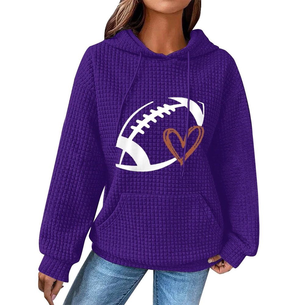 SHAOBGE Sweaters For Teen Girls Deals Of The Day Hoodies For Women Casual Long Sleeve Waffle Sweatshirt Loose Drop Shoulder Pullover With Pocket Trendy Y2K Hoodie 4-Purple 3X-Large