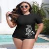 BesserBay Womens Crew Neck Short Sleeve Plus Size Rash Guard Shirt Quick Dry Lightweight Swimsuit Shirt Swim Shirt Black 3X-Large view 2
