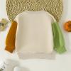 Toddler Boys Girls Sweater Autumn Long Sleeved Round Neck Pumpkin Letter Printing Color Block Girls (White, 2-4 Years) view 2