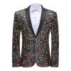 Sdeycui Mens Sequin Blazer Suit Jacket One Button Casual Sport Coats view 1