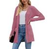 Askyes Womens Cardigan Lightweight for Fall Knit Loose Button Down Cute Trendy Fashion Cardigan with Pockets,Purple Red,L view 2