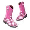 kkdom Girls Cowgirl Boots Mid Calf Square Toe Western Boot for Kids Glitter Cowboy Boot Riding Shoes for Toddler Little Big Girls Glitter Pink Plaid US Size 2 view 1