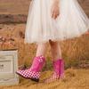 kkdom Girls Cowgirl Boots Mid Calf Square Toe Western Boot for Kids Glitter Cowboy Boot Riding Shoes for Toddler Little Big Girls Glitter Pink Plaid US Size 3 view 3