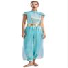 LiiYii Womens Adult Princess Costumes Arabian Dress Up Belly Dancer Jumpsuits for Halloween Stage Performance Light Blue XX-Large view 1