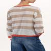 Cozy and Chic Sweater: Apricot Colorblock Striped with Drop Shoulder,Apricot,(US 8-10) M view 3