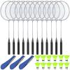 Chitidr 12 Pack Badminton Rackets Set Including Badminton Racquets, Nylon Shuttlecocks and Carry Bag for Outdoor Backyard Games Beginners(12 Pack,Silver) view 1