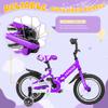 Brightpeak Kids Bike for 3-10 Years Old Boys and Girls, 14 Inch Baby Bike with Flash Lighting Training Wheels for Children, Foldable Toddler Bicycles with Dual Handbrakes, Purple view 3