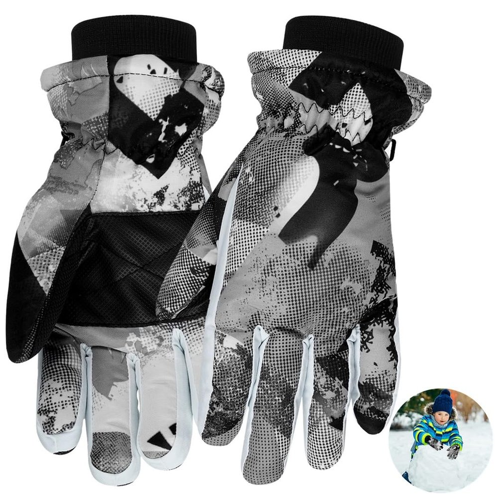 Kids Thermal Snow Gloves, Windproof Waterproof Ski Gloves for Children, Thick Winter Gloves for Sledding, Snowball Fights, Snowboarding