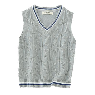 JEYPINMI School Uniform Vest for Girls Boy Knitted Pullover Tops Sleeveless Sweater Vest 1-8 Years Grey 5-6 Years