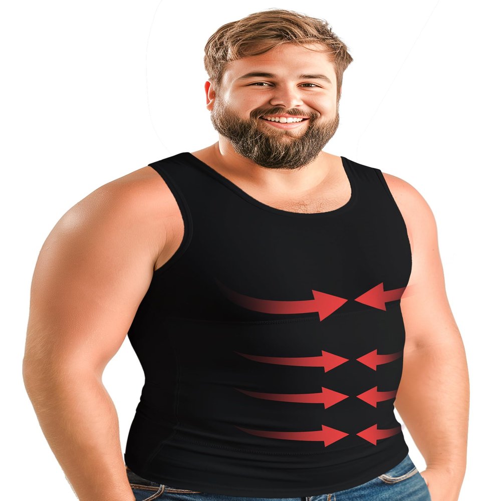 ARMSTRONG AMERICA Compression Shirt for Men | Gynecomastia Compression Tank Top Men | Mens Shapewear Compression Shirts (US, Alpha, Large, Regular, Tall, Black)