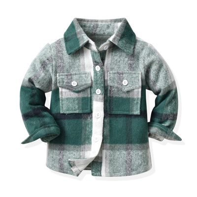 Kids Toddler Baby Boys Autumn Winter Plaid Cotton Long Sleeve Cardigan Jacket Clothes Boys Youth (Green, 9-10 Years)