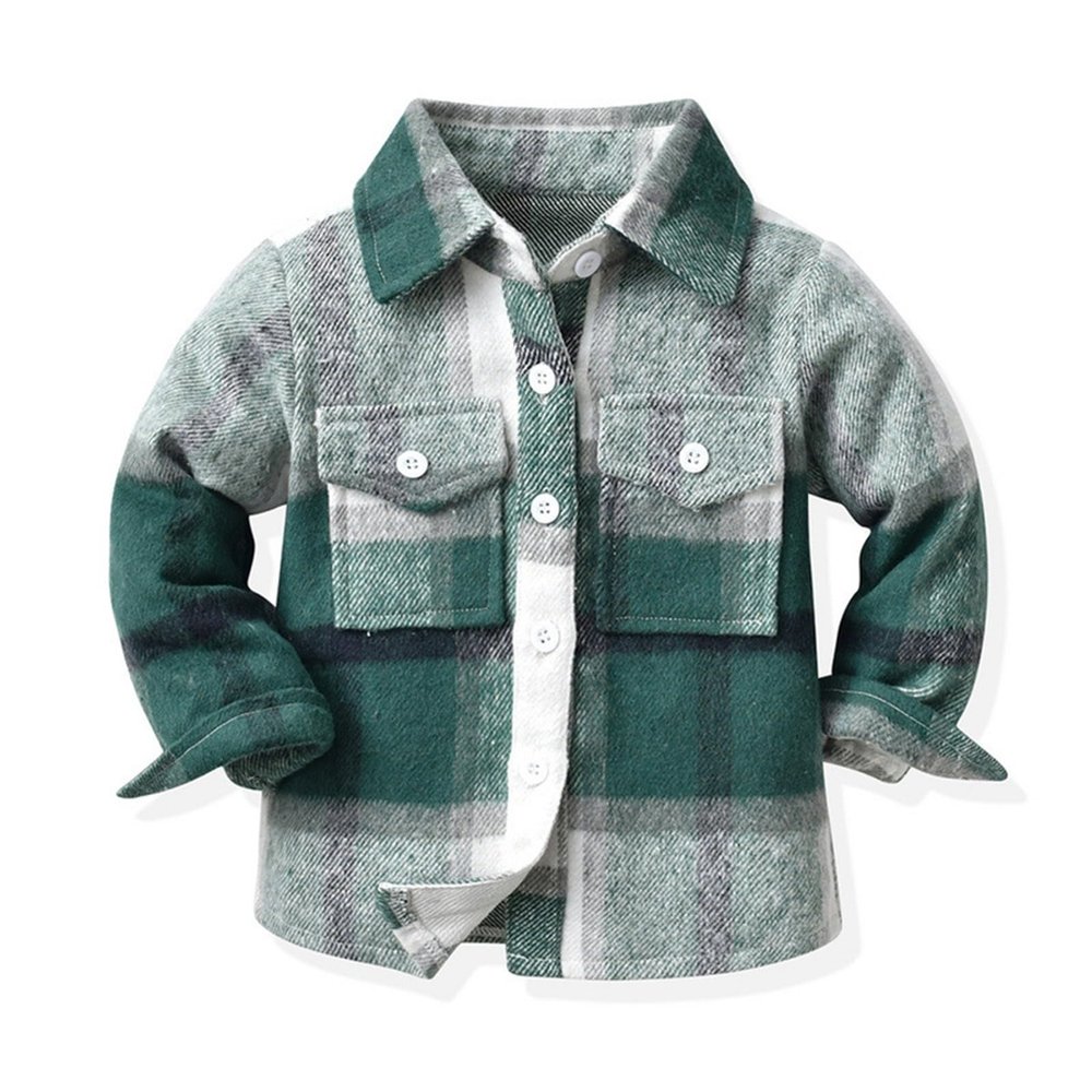 Kids Toddler Baby Boys Autumn Winter Plaid Cotton Long Sleeve Cardigan Jacket Clothes Boys Youth (Green, 9-10 Years)