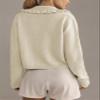 Arssm Womens Ruffle Collar Cardigan Cropped Button Down Open Front Sweaters Knitted Long Sleeve Spring 2025 Elegant Outwear(Apricot-S) view 3