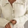 Arssm Womens Ruffle Collar Cardigan Cropped Button Down Open Front Sweaters Knitted Long Sleeve Spring 2025 Elegant Outwear(Apricot-S) view 4