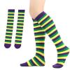 jiahesuw Mardi Gras Socks Colorful Striped Novelty Over Calf Long Stockings Cosplay Party Costume Accessories view 2