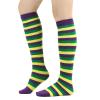 jiahesuw Mardi Gras Socks Colorful Striped Novelty Over Calf Long Stockings Cosplay Party Costume Accessories view 3