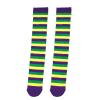 jiahesuw Mardi Gras Socks Colorful Striped Novelty Over Calf Long Stockings Cosplay Party Costume Accessories view 4