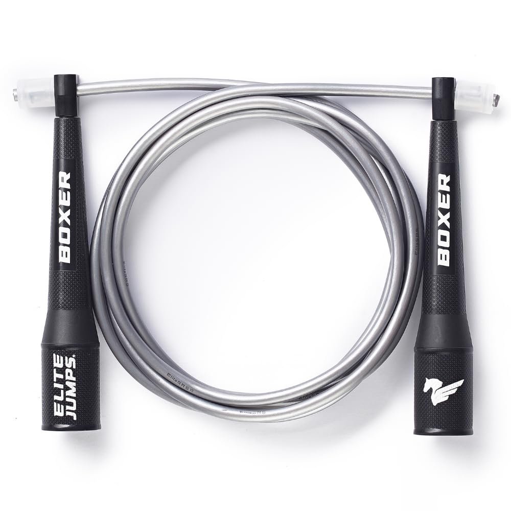 Elite Jumps Boxer 3.0 Jump Rope  Professional Boxing Workout Equipment | Tangle-Free PVC Rope with Smooth Action Handles & Slip-Resistant Grips for Fitness & Cardio Training