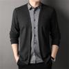 Men's Casual Lightweight Cardigan Sweater Slim Fit Business Knitted Cardigans Open Front Long Sleeve Sweaters (Black,Medium) view 2