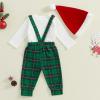 BeQeuewll Christmas Newborn Baby Boy 3PCS Clothes Set Infant Long Sleeve Romper Cute Pattern Suspender Pants Overalls Outfits (White, 3-6 Months) view 4