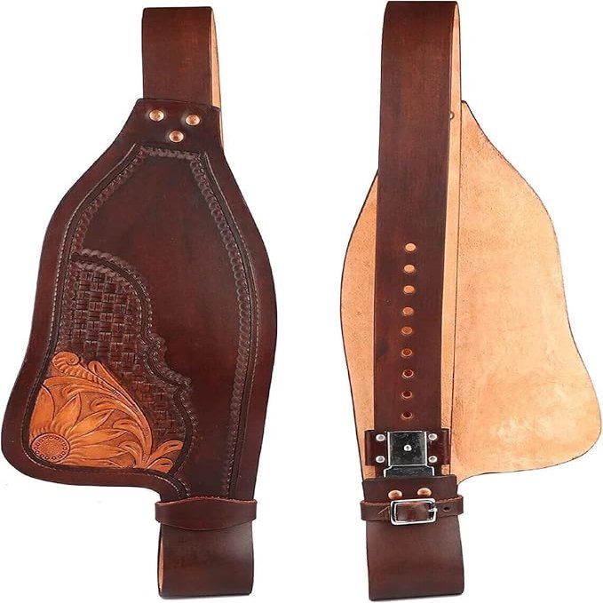 EQUIEMPRESS Horse Western Leather Fender Replacement Saddle Fender Pair Set for Roping Trail Barrel Pleasure Saddles with Belvin Buckles A51