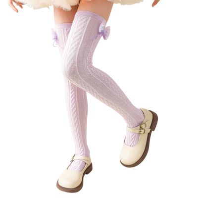 jiahesuw Over The Knee Socks Cotton Cableknit Socks Kids Girl Spring Stretchy Socks for Girls School Uniform Socks