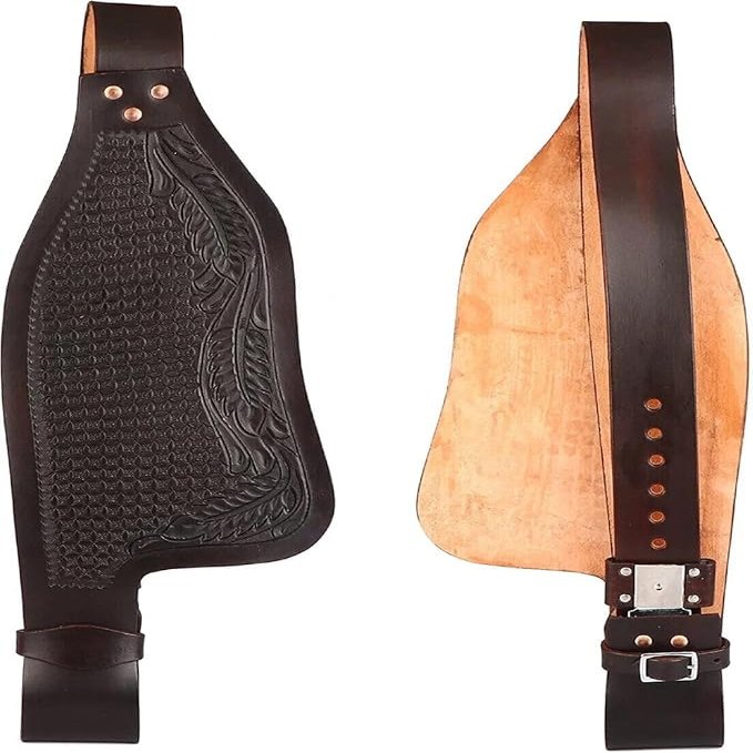 EQUIEMPRESS Horse Western Leather Fender Replacement Saddle Fender Pair Set for Roping Trail Barrel Pleasure Saddles with Belvin Buckles A53