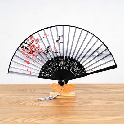 USZWBY Fans Folding Fan,Classic and Elegant Painted and Printed Ladies Hand Fan,Folding Fan with Fringe Decorated Hollow Fan Bone,Wedding Gift (Color:S,Size:38cm*1)