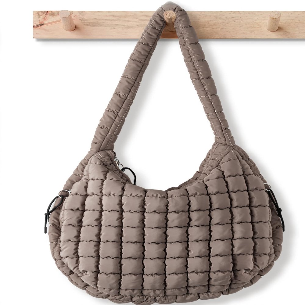 Puffer Tote Bag for Women Large Quilted Tote Bag Quilted Carryall Bag Soft Puffy Crossbody Bag Hobo Handbags Puff Purse