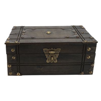 BTSEURY Jewelry Box, Vintage Storage Container, Delicate Elegant Wooden Keepsake Box for Jewelry Gift Crafts Grayish Brown, Retro Organizer Box (with Combination Lock)