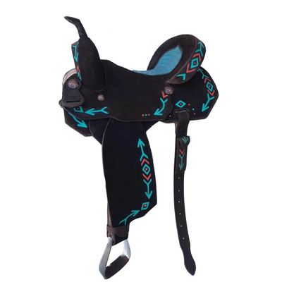 AD Saddlery Western Barrel Racing Wooden Tree Horse Saddle Handmade American Leather Comfort Horse Trail Equestrian Tooled Carved Horse Saddle Riding Size: 10-18 inches MOB03 (14" inches Seat)