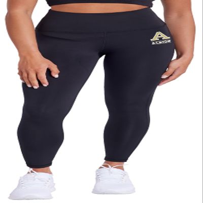 Campus Lab Albion College Primary Logo Women's High Waisted Yoga Leggings for Workout Running Yoga 7/8 Length Pants, Black X-Small