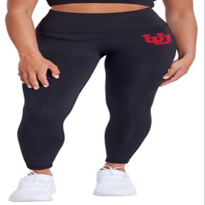 Campus Lab University of Utah Primary Logo Women's High Waisted Yoga Leggings for Workout Running Yoga 7/8 Length Pants, Black, Medium