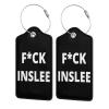Fuck Inslee Leather Baggage Bag Luggage Tags with Stainless Steel Loop and Privacy Cover view 1