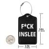 Fuck Inslee Leather Baggage Bag Luggage Tags with Stainless Steel Loop and Privacy Cover view 2