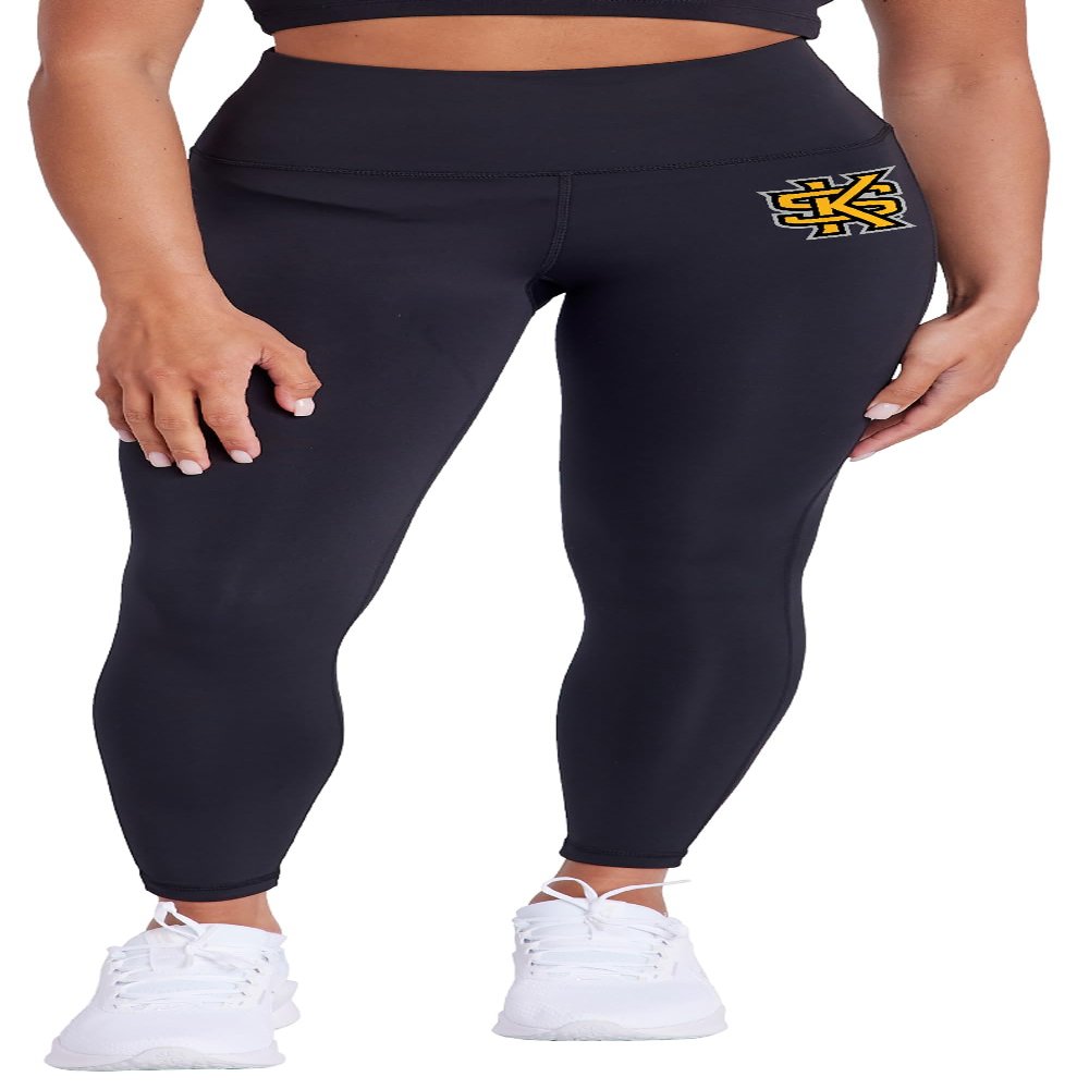 Campus Lab Kennesaw State University Primary Logo Women's High Waisted Yoga Leggings for Workout Running Yoga 7/8 Length Pants, Black, Medium
