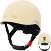 Low Profile Beanie Bike Helmet,DOT Approved Adults Ultra-Thin Open Face Bicycle Helmet,Novelty Men Women Retro Street Skull Cap Cycling Small Helmet for Scooter Cruiser ATV Moped(Champagne) view 1