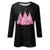 3/4 Length Sleeve Womens Tops Christmas Plus Size Shirts Snowflake Funny Print Casual Dressy Blouses Fall Crewneck Vacation Season Tunic Tops Christmas Blouses for Women, Watermelon Red, 3X-Large view 3