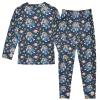 ALAZA Astronaut Monkey Star Planet Black 2 Piece Pajama Set Long Sleeve Top and Pants Sleepwear Unisex 3T view 2