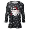3/4 Sleeve Tops for Women Plus Size Christmas Shirts Cute Snowflake Funny Xmas Print Casual Dressy Blouses Fall Crewneck Loose Fit Party Tunic Tops Christmas Blouses for Women, White, 3X-Large view 3