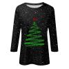 3/4 Sleeve Tops for Women Plus Size Christmas Shirts Cute Casual Funny Merry and Bright Printed Fall Blouses Crew Neck Family Lightweight Comfy Loose Tunic Tops Christmas Shirt Women, Green, Large view 3