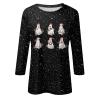 3/4 Sleeve Tops for Women Plus Size Christmas Shirts Cute Fall Xmas Lights Business Casual Blouses Round Neck Family Lightweight Comfy Loose Tunic Tops Christmas Blouses for Women, Black, Small view 3