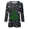 Christmas Plus Size Tops for Women 3/4 Sleeve Cute Shirts Funny Xmas Tree Fall Blouses Dressy Casual Crewneck Trendy Holiday Loose Fit Happy Tunic Tops Christmas Blouses for Women, Green, 4X-Large view 3