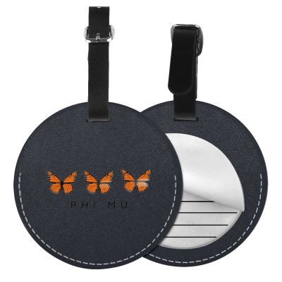 Phi Mu Monarch Butterfly Leather Baggage Bag Round Luggage Tags and Privacy Cover ID Tag