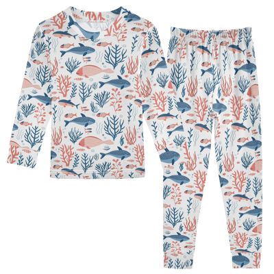 ALAZA Fish Coral Reef 2 Piece Pajama Set Long Sleeve Top and Pants Sleepwear Unisex 18M