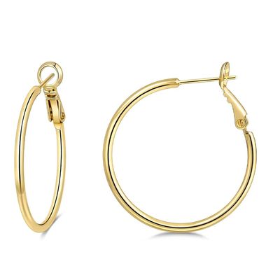 14K Gold Plated Hoop Earrings for Women, Hypoallergenic Thin Lightweight Real Gold Earrings | Trendy Gold Hoop Earrings 30/40/50 MM (30mm)