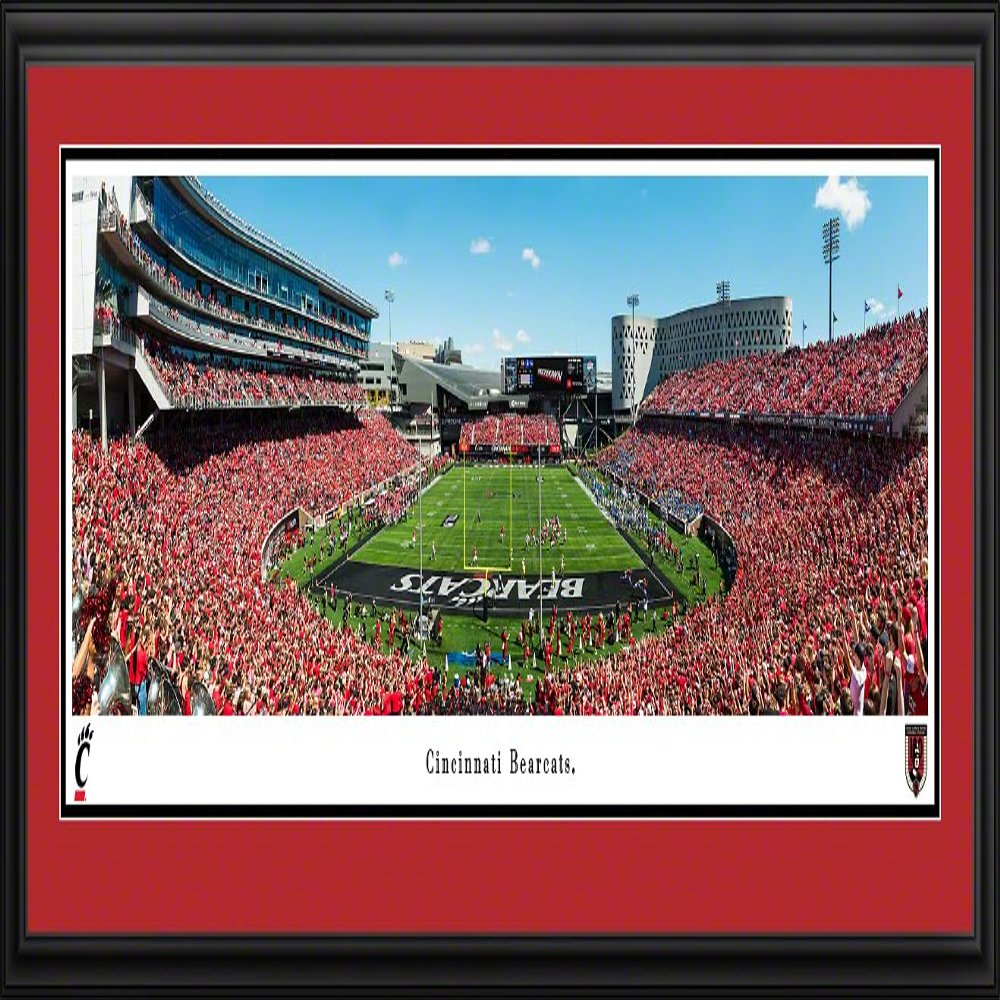 Cincinnati Bearcats Football, End Zone - Double Mat, Deluxe Framed Picture by Blakeway Panoramas (44"W x 18"H)
